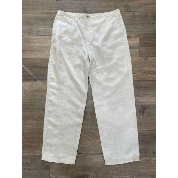 Tasso Elba Island 34x30 Beige Beach Resort Straight 100% Linen Mens Pants - Picture 1 of 9
